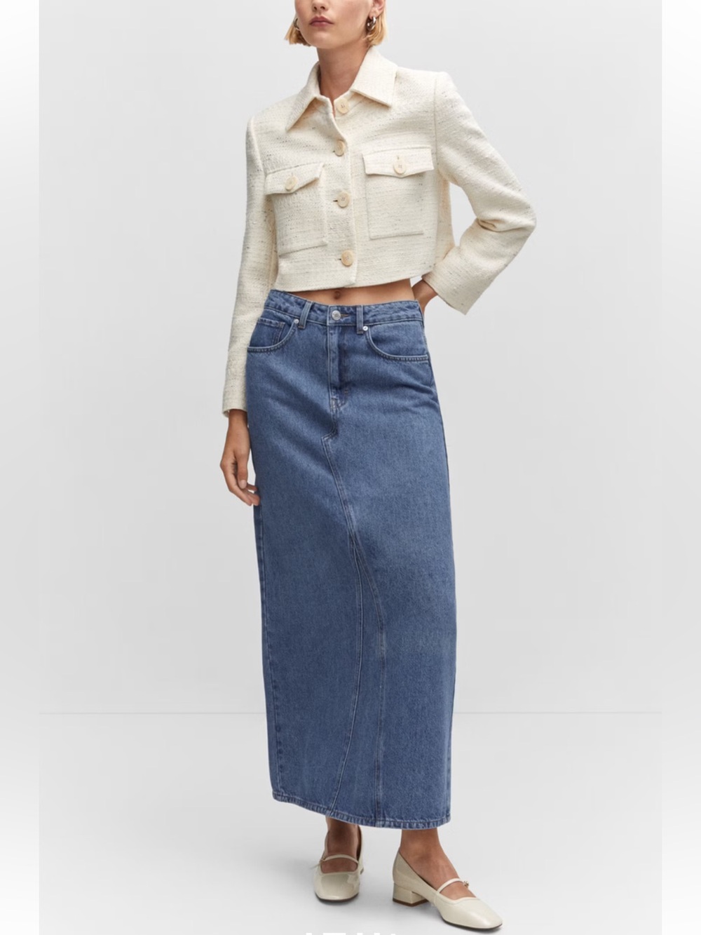 Mango Blue Denim Maxi Skirt Size M - Picture 7 of 13